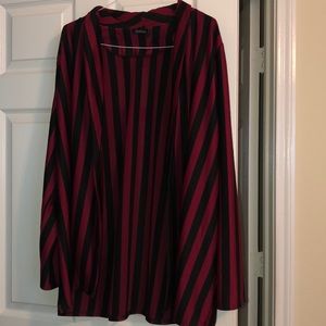Boohoo Red and Black Striped Cardigan